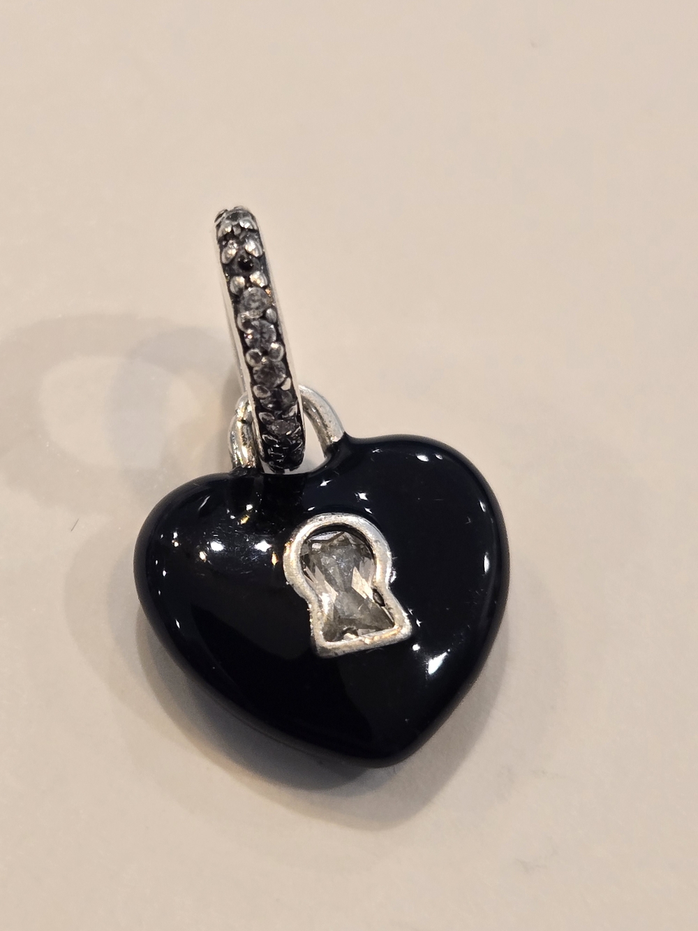 Black Heart Keyhole Pendant Charm